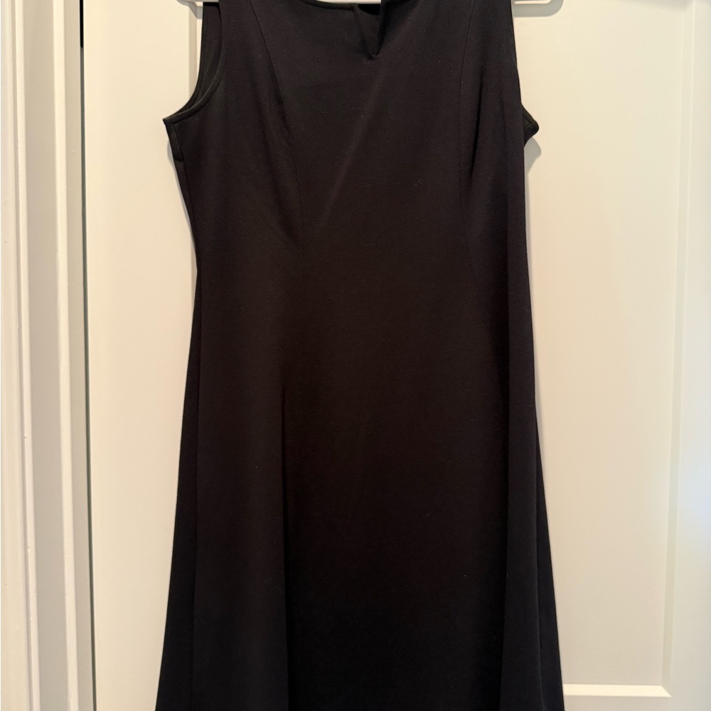 Talbots Black Sleeveless V-Neck A-Line Midi Dress
